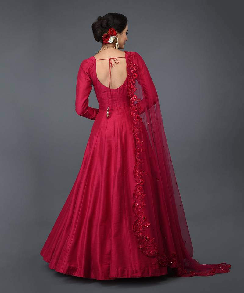 Anarkali Gown With Floral Resham Sequin And Beads Embroidery