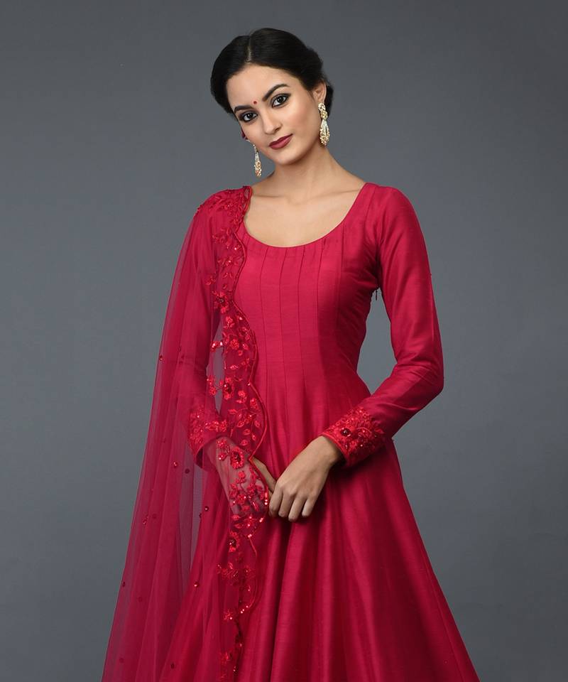 Anarkali Gown With Floral Resham Sequin And Beads Embroidery