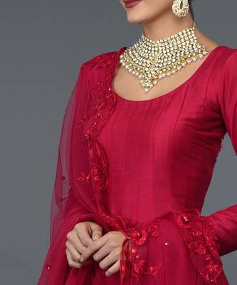 Anarkali Gown With Floral Resham Sequin And Beads Embroidery 10