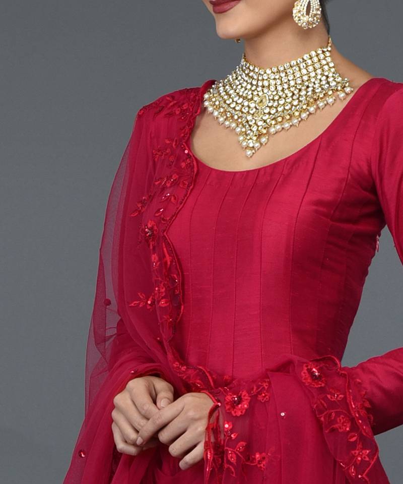 Anarkali Gown With Floral Resham Sequin And Beads Embroidery