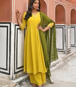 Yellow plain georgette salwar