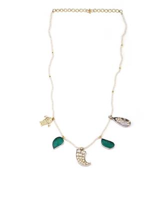 Sangeeta Boochra X Payal Singhal  Parveen Silver Necklace with Multiple Stones and Pearl Chain 2