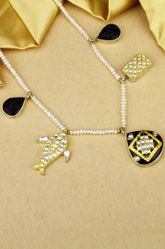 Sangeeta Boochra X Payal Singhal  Nasrin Silver Necklace with Pearl  Chain