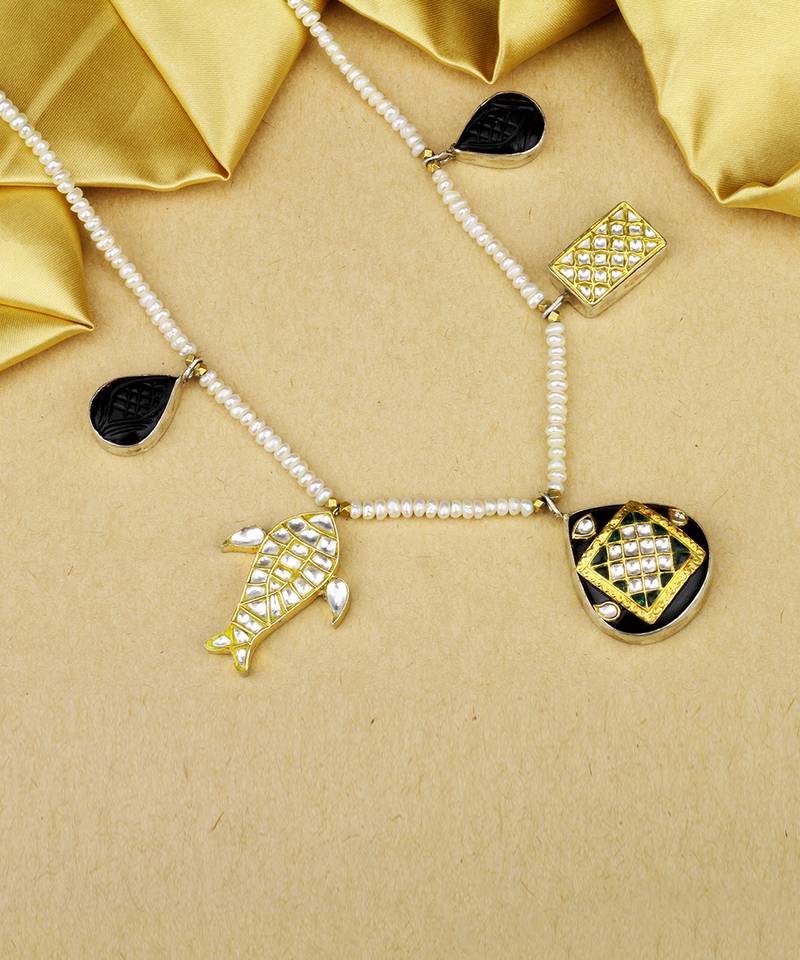 Sangeeta Boochra X Payal Singhal  Nasrin Silver Necklace with Pearl  Chain