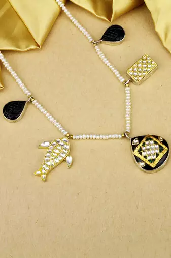 Sangeeta Boochra X Payal Singhal  Nasrin Silver Necklace with Pearl  Chain