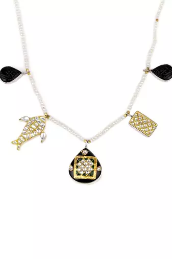 Sangeeta Boochra X Payal Singhal  Nasrin Silver Necklace with Pearl  Chain