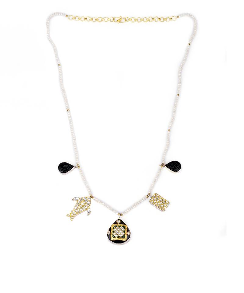 Sangeeta Boochra X Payal Singhal  Nasrin Silver Necklace with Pearl  Chain