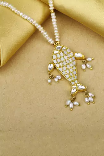 Sangeeta Boochra X Payal Singhal  Tanaz Silver Pendant with Pearl Chain