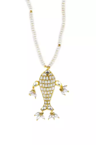 Sangeeta Boochra X Payal Singhal  Tanaz Silver Pendant with Pearl Chain