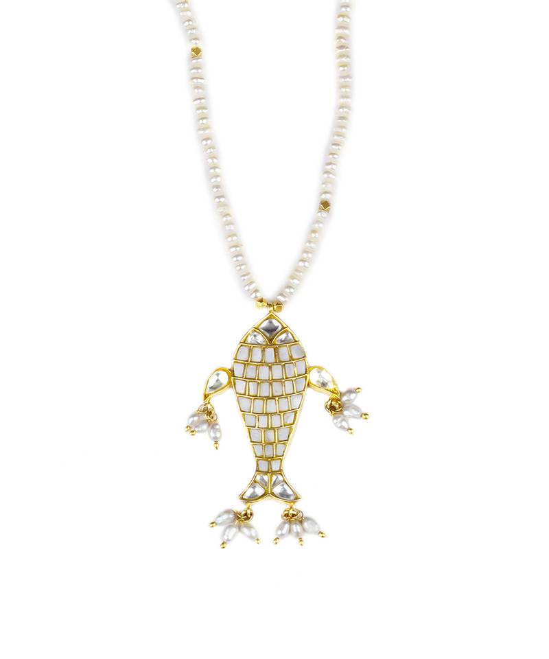 Sangeeta Boochra X Payal Singhal  Tanaz Silver Pendant with Pearl Chain