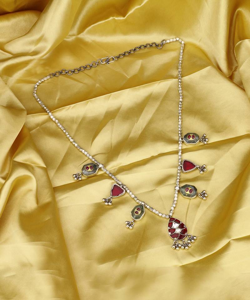 Sangeeta Boochra X Payal Singhal  Aasma Silver Necklace with Silver Chain