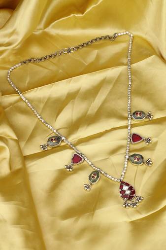Sangeeta Boochra X Payal Singhal  Aasma Silver Necklace with Silver Chain