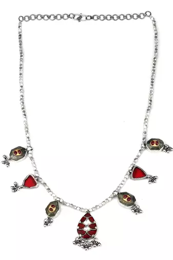 Sangeeta Boochra X Payal Singhal  Aasma Silver Necklace with Silver Chain