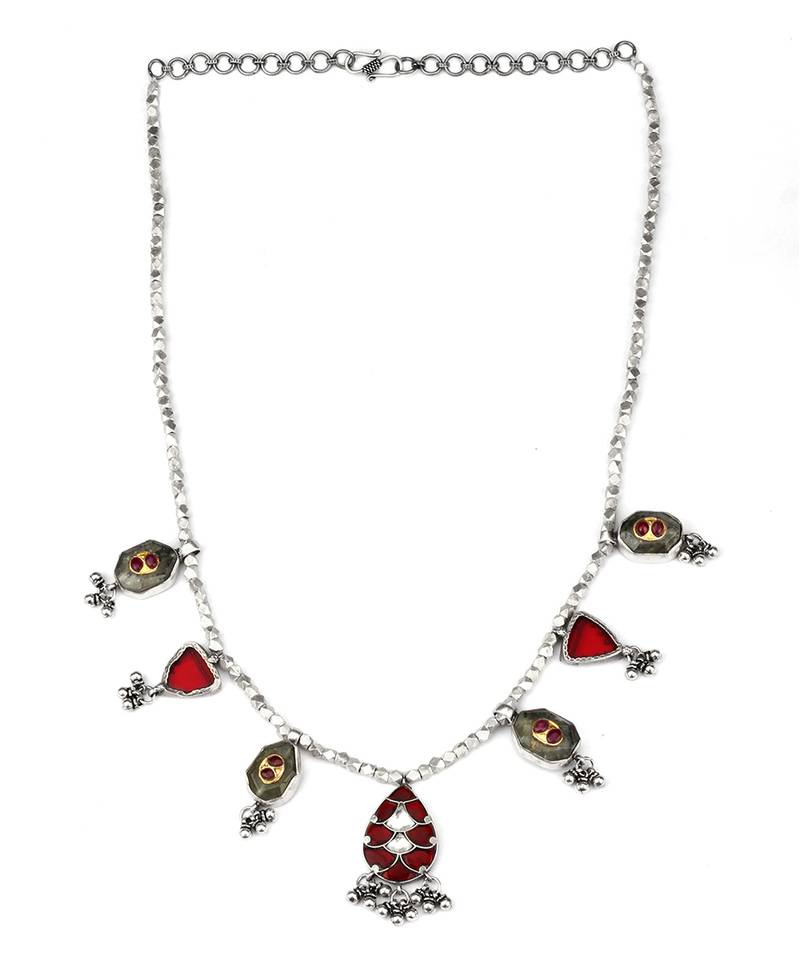 Sangeeta Boochra X Payal Singhal  Aasma Silver Necklace with Silver Chain