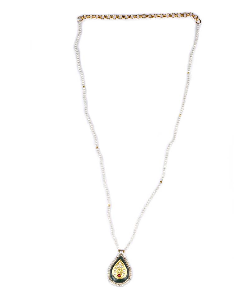 Sangeeta Boochra X Payal Singhal  Rahmat Silver Pendant with Pearl Chain