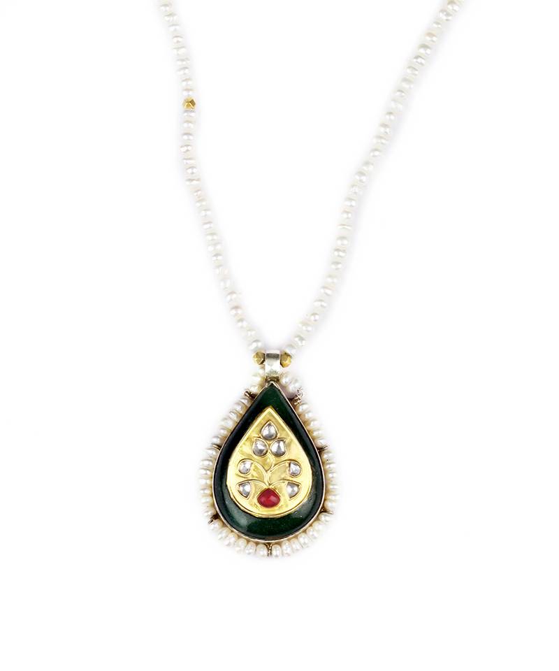 Sangeeta Boochra X Payal Singhal  Rahmat Silver Pendant with Pearl Chain