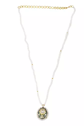Sangeeta Boochra X Payal Singhal  Sara Silver Pendant with Pearl Chain