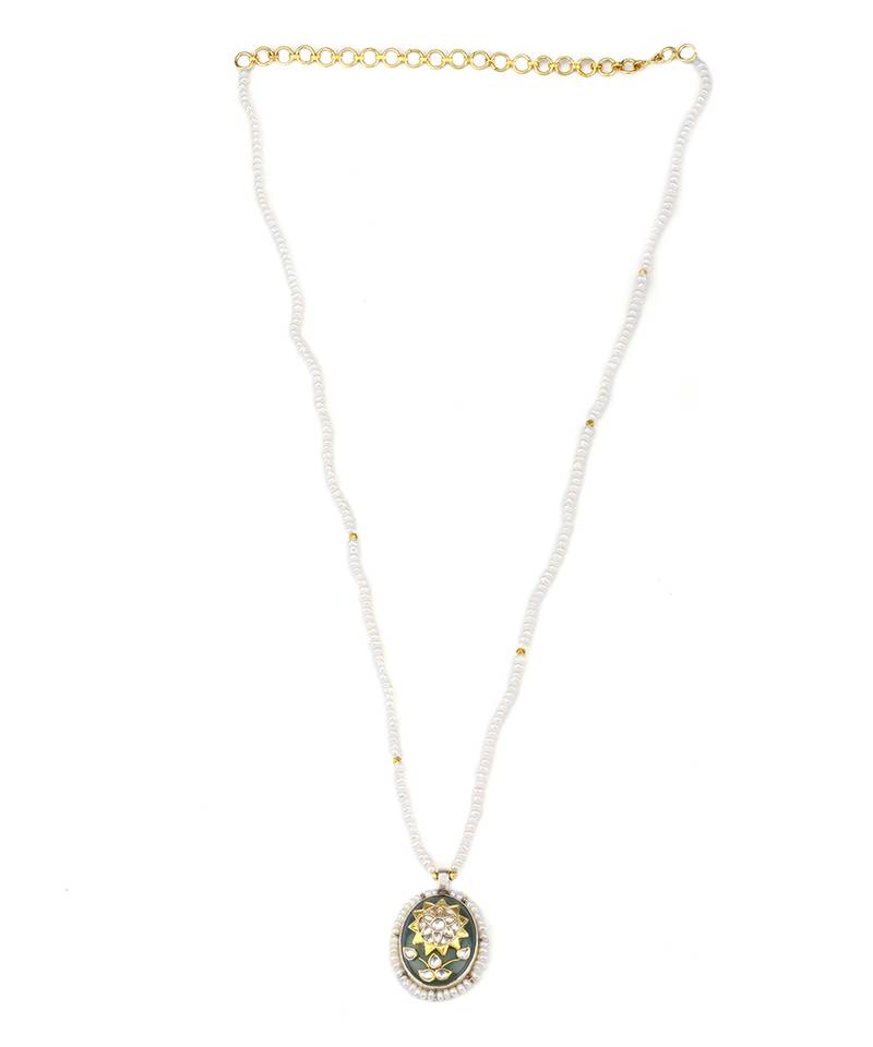 Sangeeta Boochra X Payal Singhal  Sara Silver Pendant with Pearl Chain