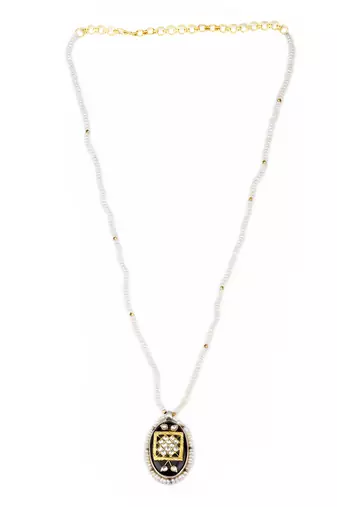 Sangeeta Boochra X Payal Singhal  Nusrat Silver Pendant with Pearl Chain