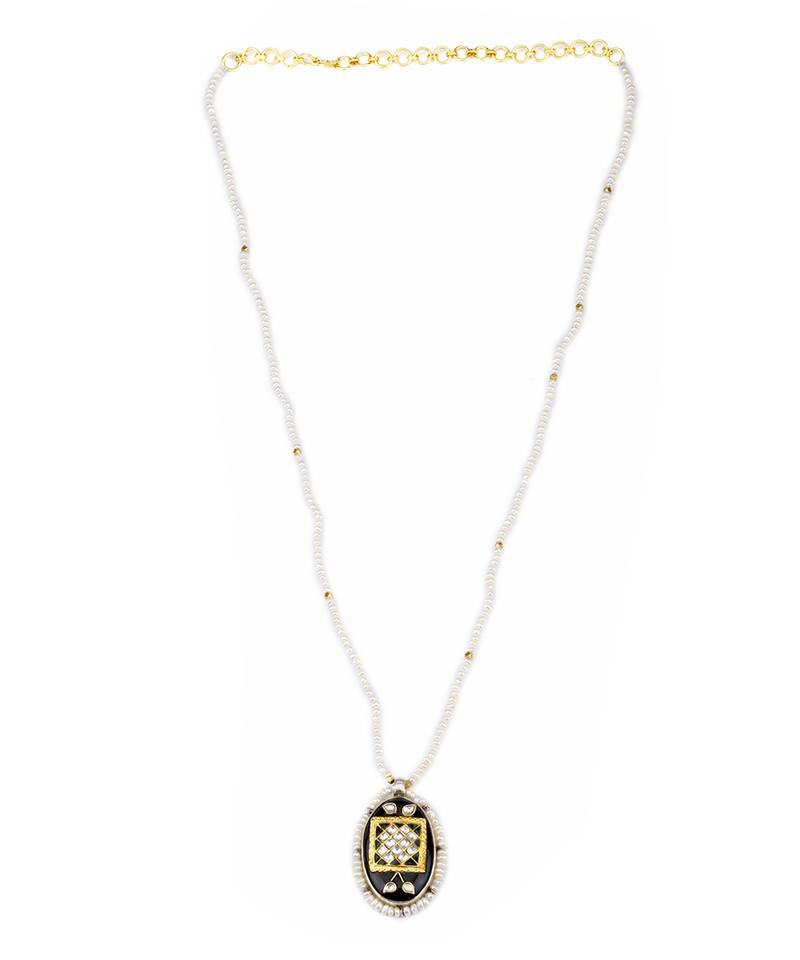 Sangeeta Boochra X Payal Singhal  Nusrat Silver Pendant with Pearl Chain