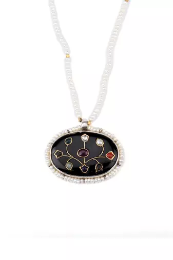 Sangeeta Boochra X Payal Singhal  Seher Silver Pendant with Pearl Chain
