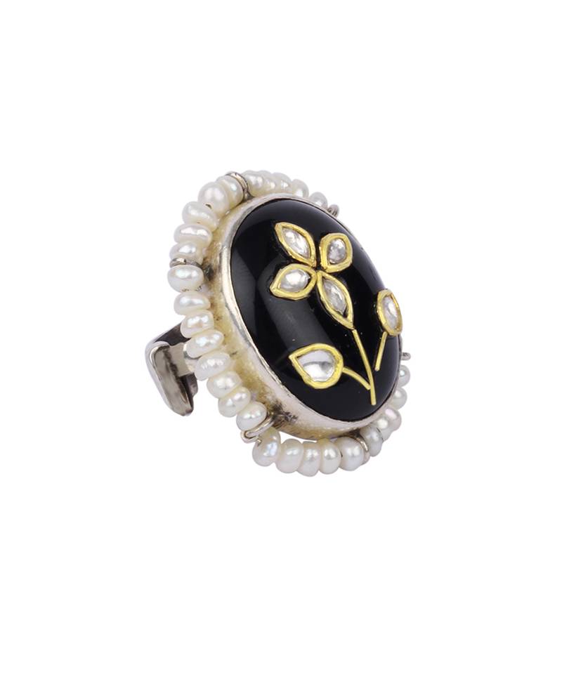 Sangeeta Boochra X Payal Singhal  Maryam Silver Ring with Pearls