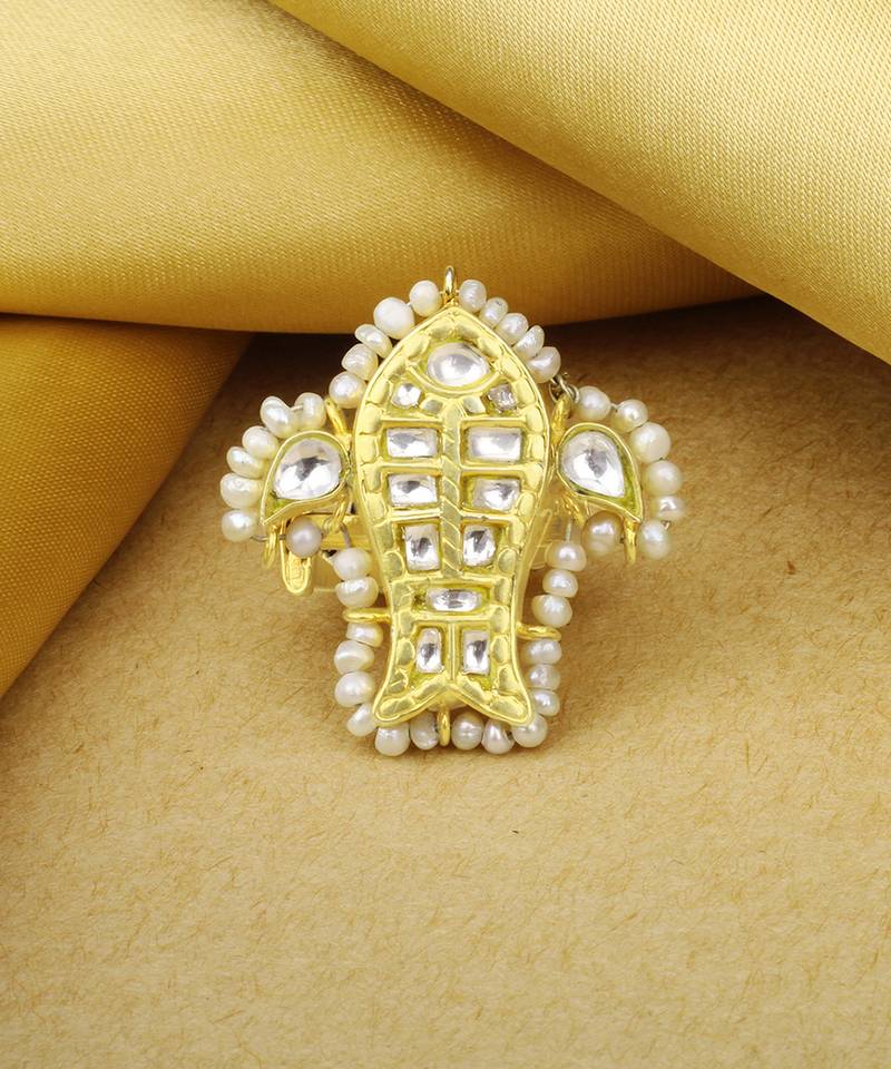 Sangeeta Boochra X Payal Singhal  Zaynab Silver Ring with Kundan Work
