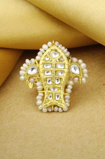 Sangeeta Boochra X Payal Singhal  Zaynab Silver Ring with Kundan Work