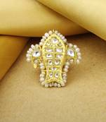 Sangeeta Boochra X Payal Singhal  Zaynab Silver Ring with Kundan Work
