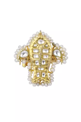 Sangeeta Boochra X Payal Singhal  Zaynab Silver Ring with Kundan Work