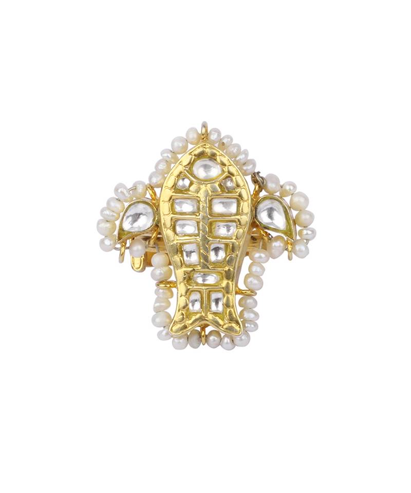 Sangeeta Boochra X Payal Singhal  Zaynab Silver Ring with Kundan Work