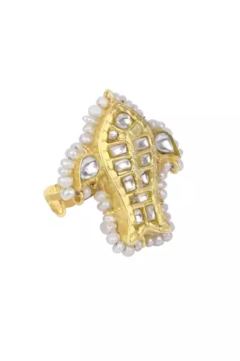 Sangeeta Boochra X Payal Singhal  Zaynab Silver Ring with Kundan Work