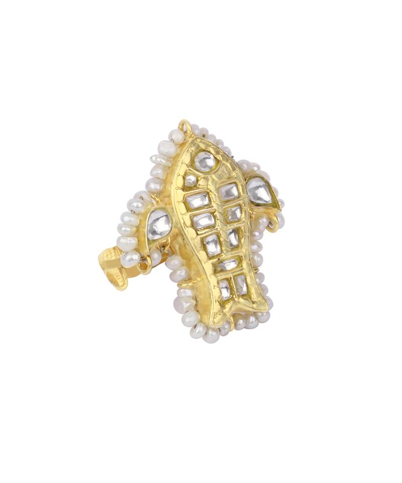 Sangeeta Boochra X Payal Singhal  Zaynab Silver Ring with Kundan Work