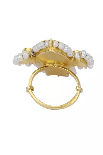Sangeeta Boochra X Payal Singhal  Zaynab Silver Ring with Kundan Work
