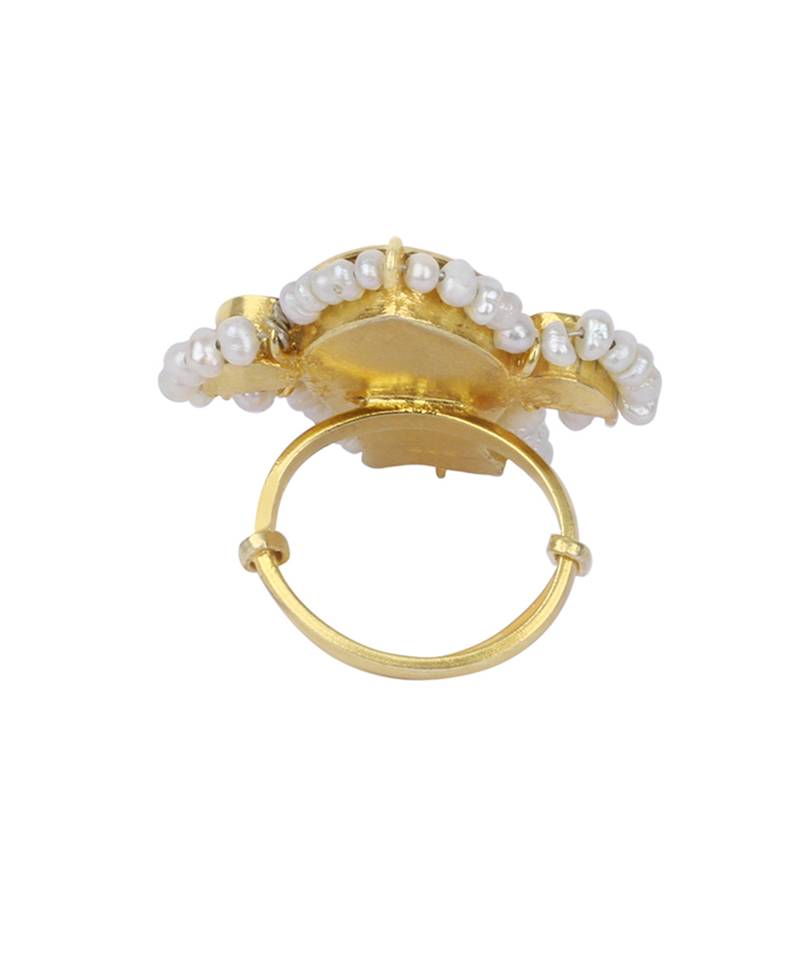 Sangeeta Boochra X Payal Singhal  Zaynab Silver Ring with Kundan Work