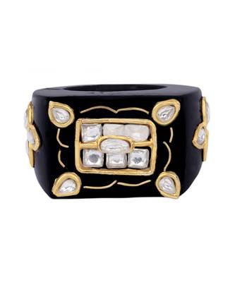 Sangeeta Boochra X Payal Singhal  Sanaa Black Onyx Stone Ring 3