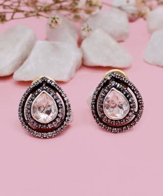 Silver  Mehru Drop Stud Earrings 1