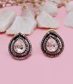 Silver  Mehru Drop Stud Earrings