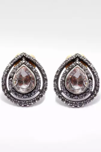 Silver  Mehru Drop Stud Earrings
