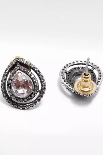 Silver  Mehru Drop Stud Earrings