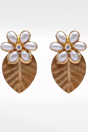 Golden  Nargis Floral Earrings