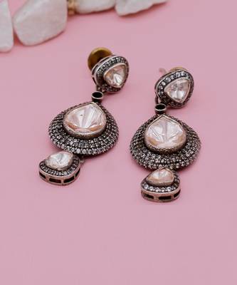 Silver  Roxana Moissanite Drop Earrings 1