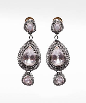 Silver  Roxana Moissanite Drop Earrings 2