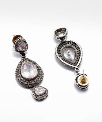 Silver  Roxana Moissanite Drop Earrings 3