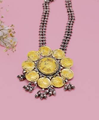 Silver  Aafreen Coin Necklace 1