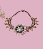 Golden  Afsarara Kundan Necklace