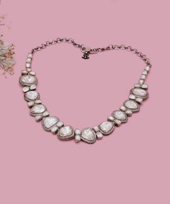 Silver  Moissanite Bolour Necklace 1