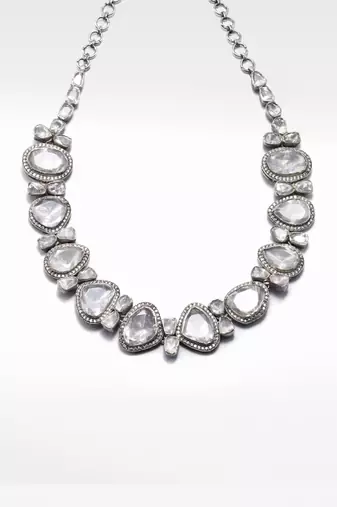 Silver  Moissanite Bolour Necklace