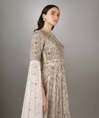 White Gold Heavily Embroidered Two Piece 3