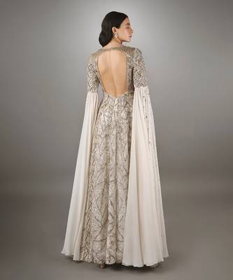 White Gold Heavily Embroidered Two Piece 4